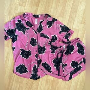Pink and Black Floral Pajama Set